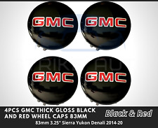 4x For 2014-2020 Gmc Sierra Yukon Denali Wheel Center Caps 83mm 3.25 Black Red