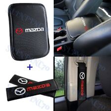 For Mazda Embroidery Car Center Armrest Cushion Mat Pad W Seat Belt Cover Set