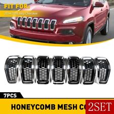 For 2014-2018 Jeep Cherokee Front Grill Inserts Honeycomb Mesh Cover Chrome 2set