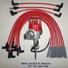 Dodge 318 340 360 Small Cap Hei Distributor Red Spiral Core Spark Plug Wires