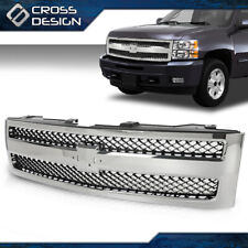 Fit For 2007-2013 Chevy Silverado 1500 Grille Grill Chrome Shell W Black Insert