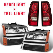 Led Drl Black Headlight Red Tail Light For 2003-2007 Chevy Silverado Avalanche