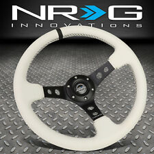 Nrg Reinforced 350mm 3 Deep Dish Steering Wheel White Leather W Black Stripe