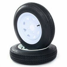 2pcs Trailer Tires And Rims 4.80-12 4.80x12 4 Ply Lrb 4 Lug White Spoke Wheel