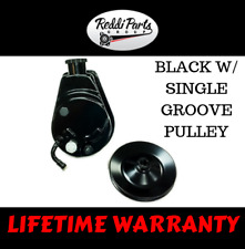 Bbc Sbc Chevy Black Saginaw Style Power Steering Pump W Single Groove Pulley