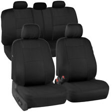 Black Polyester Car Seat Covers Set Rear Split Bench Wheadrest Covers Truck Suv