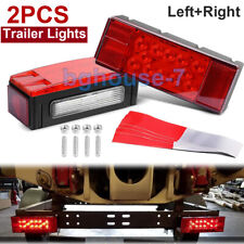 2pcs Led Red Trailer Boat Rectangle Stop Turn Tail Light Waterproof Left Right