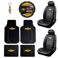 New 8pcs Chevy Elite Logo Car Truck Seat Covers Floor Mats Wheel Cover Keychain