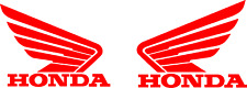 2 Honda Wing Logo Red Decals Motorcycle Racing Car Sticker Right Left Set Two