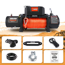 Electric Winch 9500lbs 12v Synthetic Rope Towing Truck Trailer 4wd Off-road