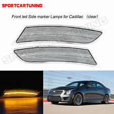 Amber Led Front Bumper Side Marker Lights Lamp Clear For 2013-2017 Cadillac Xts