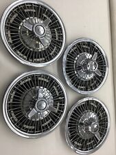 64-68 Gm 14 Inch Oem Wire Spoke Hubcaps With 3 Bar Spinner Set Of Four