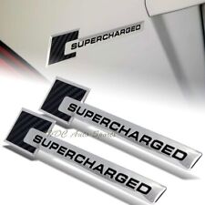 2 X Carbon Fiber Silver Black Supercharged Aluminum Sticker Decal Emblem Badge