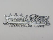 Vintage Crown Ford Nashville Tennessee Car Dealer Metal Nameplate Emblem Badge