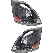 Headlights Headlamps W Black Bezel Pair Set For 04-17 Volvo Vnvnl Truck New