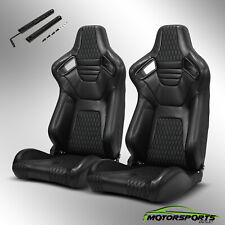 Unversal Black Pvc Stitching Leather Leftright Racing Seats With Slider