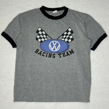 Vintage Volkswagen T Shirt Racing Team Mens Medium Gray Black Ringer 90s Y2k