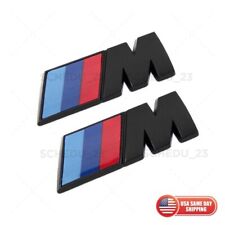 2x Bmw Matte Black M Series Fender Nameplate Emblem Badge Abs Mini Sport Power