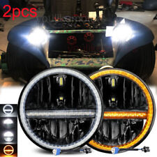 Pair Fit Volkswagen Dune Buggy 7 Led Headlight Ring Drl Turn Signals Hilo Beam