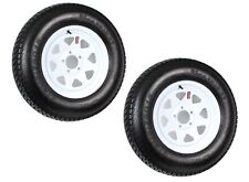 2-pk Trailer Tire On Rim St20575d15 20575 15 In. Lrc 5 Hole White Spoke Wheel