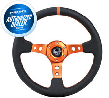 New Nrg Deep Dish Steering Wheel Black Leather Orange Center Mark Rst-006or