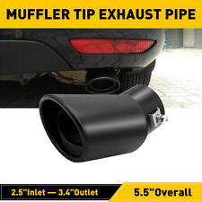 Car Black Stainless Steel Rear Exhaust Pipe Muffler Tail Tip Round Accessories