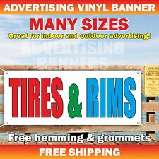 Tires Rims Advertising Banner Vinyl Mesh Sign Repair Service Garage Shop Wheel
