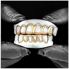 Custom Fit Open Face 14k Gold Plated Mouth Teeth Grills Grillz Upper Lower Set