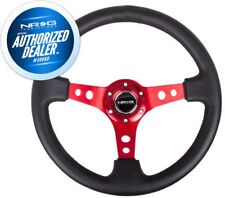 New Nrg Deep Dish Steering Wheel 350mm Black Leather Red Spoke 3 Deep Rst-006rd