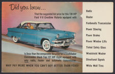 1954 Ford Crestline Victoria 2-door Hardtop Dealer Advertising Postcard