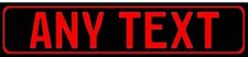 All Black Red Text European License Plate Custom Personalized Any