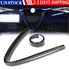 Fit Foralfa Romeo Giulia Carbon Abs Front V Shape Grille Cover Logo Ring Trim