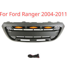 Black Front Honeycomb Bumper Grille Grill Wled Light For Ford Ranger 2004-2011