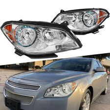 Pair Chrome Headlight Wamber Reflector For 08-12 Chevy Malibu Sedan Front Lamp