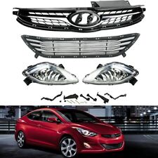 4pcs For 2011-2013 Hyundai Elantra Front Upper Lower Grille Fog Lights Lip Set