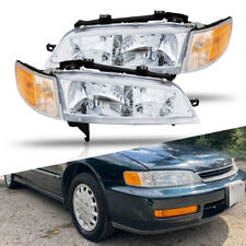 Fits 1994-1997 Accord Honda Chrome Headlights Amber Corner Signal Lamp Pair New