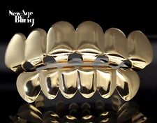 Custom Fit 14k Gold Plated Teeth Grillz Caps Top Bottom Set Grill Molds