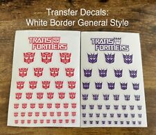 Transformers G1 Symbol Decals Stickers White Border Autobot And Decepticon Logo