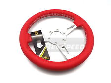 Luisi Italy Racing Steering Wheel Sharav 315 Red Leather Silver Spokes 315mm
