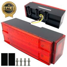 2pcs Led Red Car Trailer Lamp Rectangle Stop Turn Tail Lights Sealed Waterproof