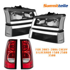 Black Headlights Red Tail Light For 2003-2007 Chevy Silverado Avalanche 1500