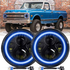 Blue Halo 7 Round Led Headlight Hilo Lamps Fit Chevy Truck C10 C20 C30 K10 Luv
