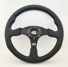 14inch Mugen Black Leather Flat Racing Steering Wheel Fit Momo Omp Hub