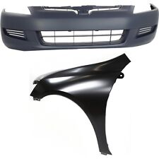 Fender And Bumper Cover Kit For 2003-2005 Honda Accord Primed Front Driver Side