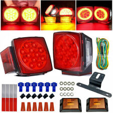 Led Rear Submersible Trailer Tail Lights Kit Boat Marker Truck Round Waterproof