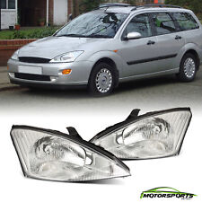 For 2000-2004 Ford Focus Clear Lens Chrome Headlights Head Lamps Assembly Set