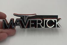 Vintage 1970s Ford Maverick Emblem Nameplate Badge With Orange Accent