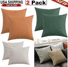Set Of 2 Throw Pillow Case Leather Weave Texture Decorative Couch Pillow Covers