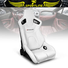 Bucket Racing Seat Universal Reclinable Right Dual Sliders White Pu Leather