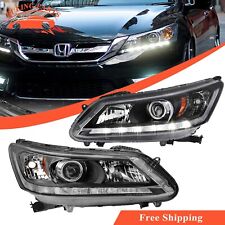 Pair Headlights Headlamps Assembly Wled Drl For 2013-15 Honda Accord Leftright